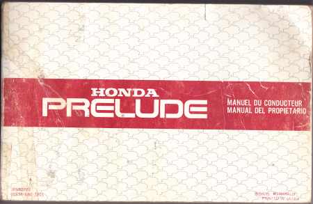 Honda Prelude Owners Handbook 10008412F